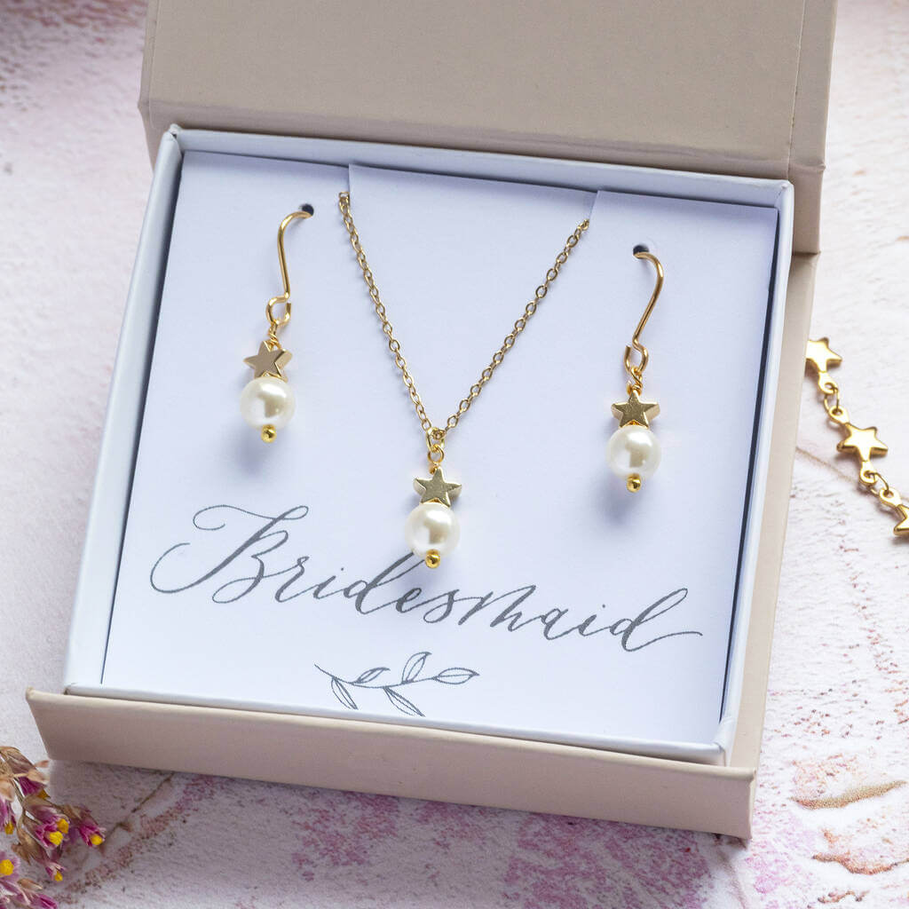 Joy by Corrine Smith Brautjungfern Perlen Schmuckset Gold