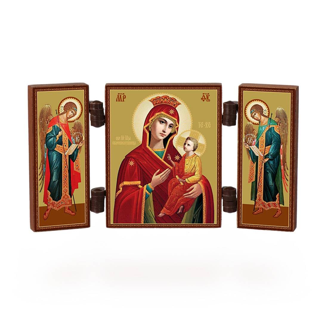 NKlaus Heiliger Georg Triptychon Ikone Holz 9,5cm Drachentöter