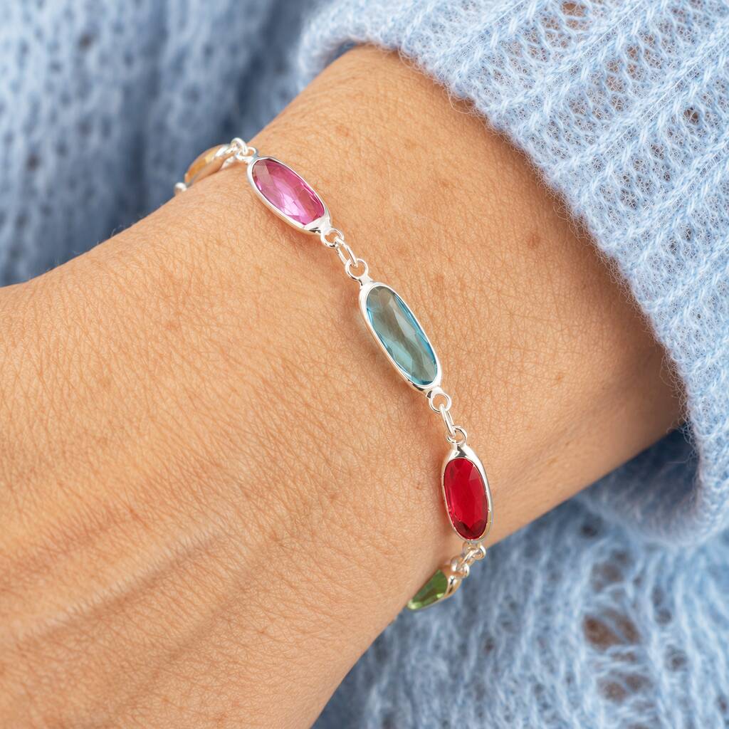 Joy by Corrine Smith Oval Link Geburtsstein Armband Gold