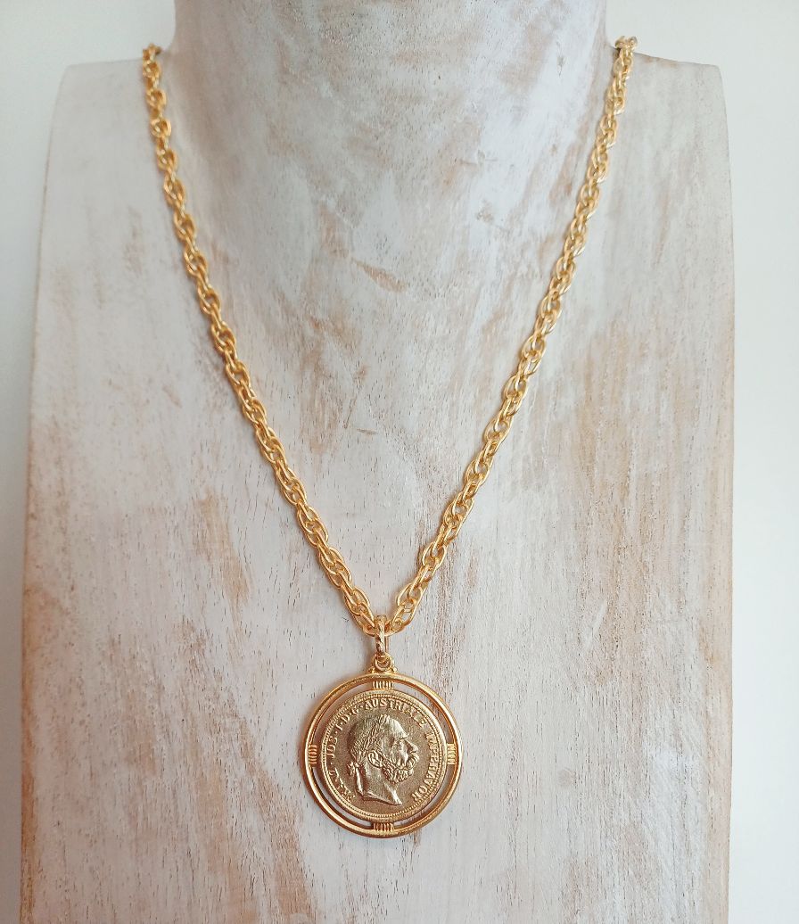 Alevá Bijoux Money Münz Anhänger Gold 3,2 cm