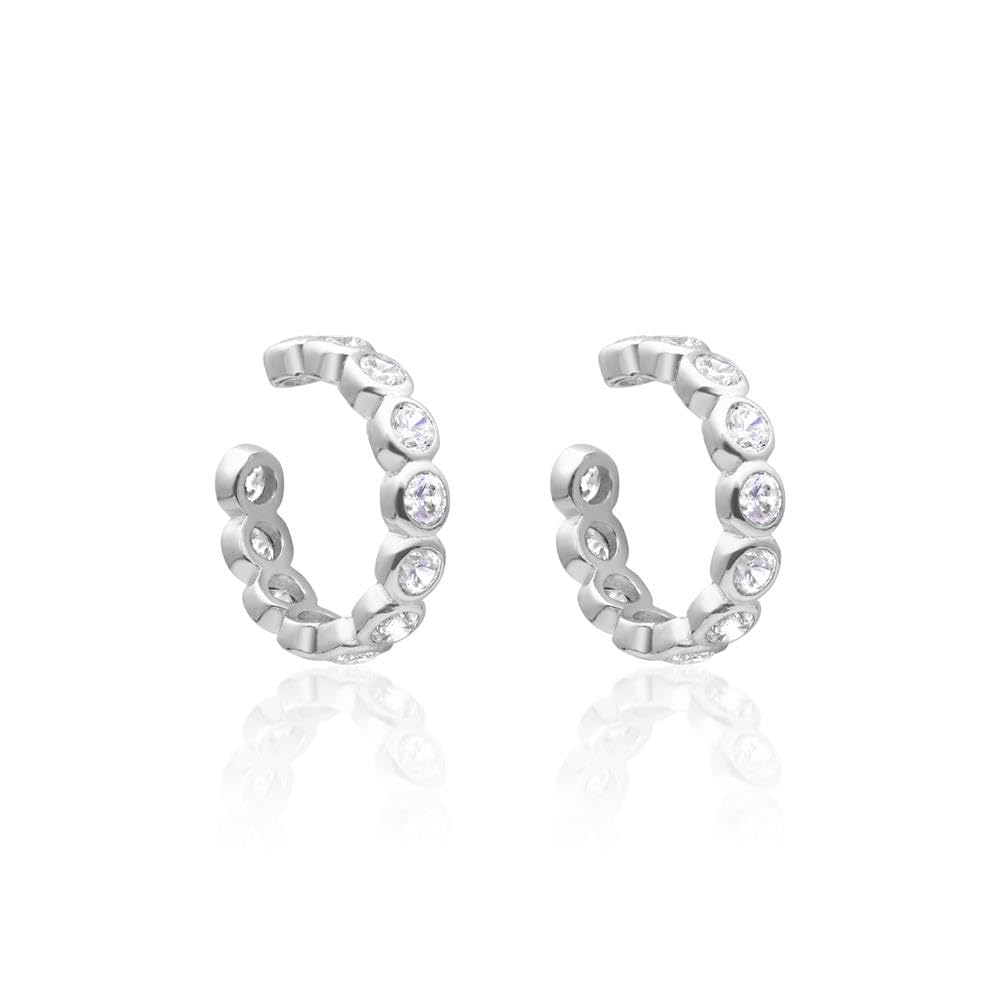 JEWLIX Ohrstecker Ear Cuffs Zirkonia 925 Silber Weiß Paar