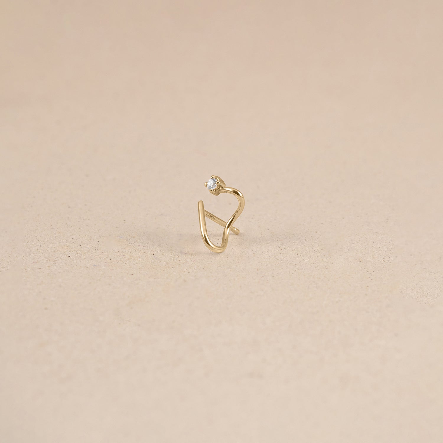Stilnest Diamant Double Huggies 585 Gold Linkes Ohr Single
