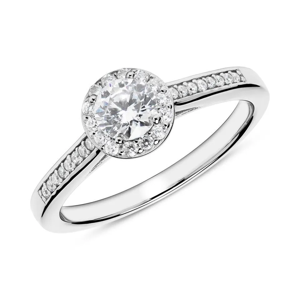JEWLIX Verlobungsring 925 Silber Größe 54 Zirkonia rhodiniert