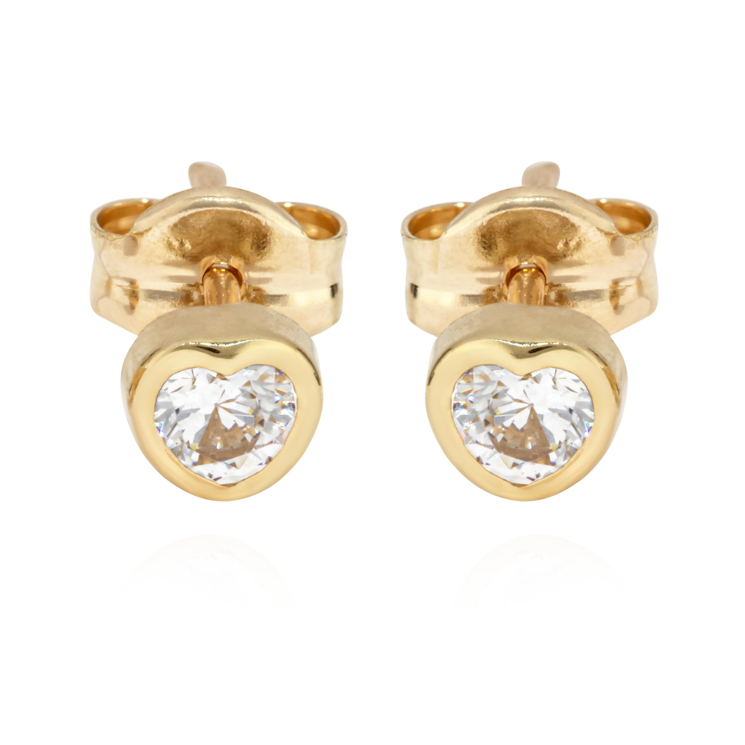 NKlaus Herz Ohrstecker 333 Gelbgold Zirkon weiß Damen