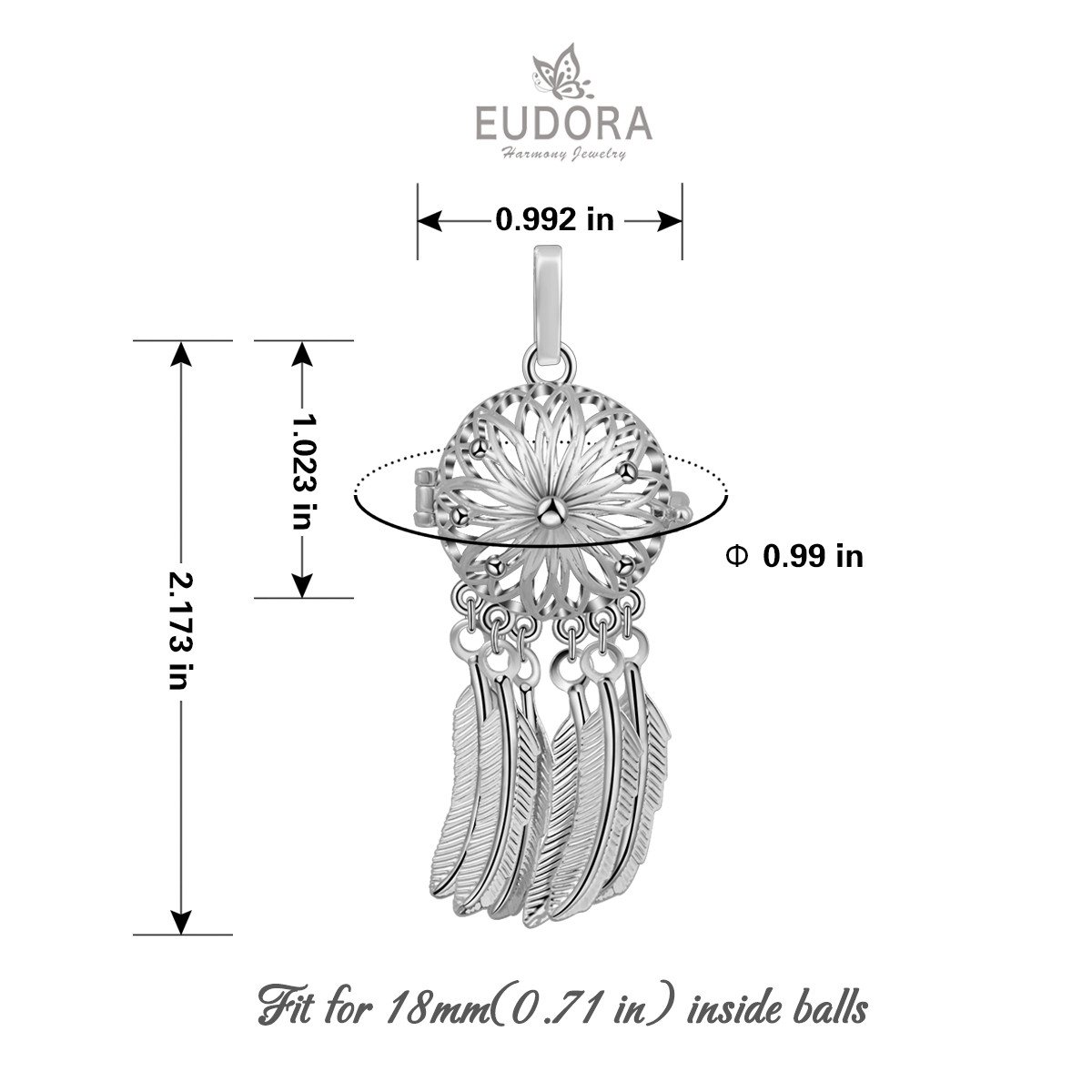 Eudora Harmony Bola Traumfänger Kette 76,2cm Engelrufer