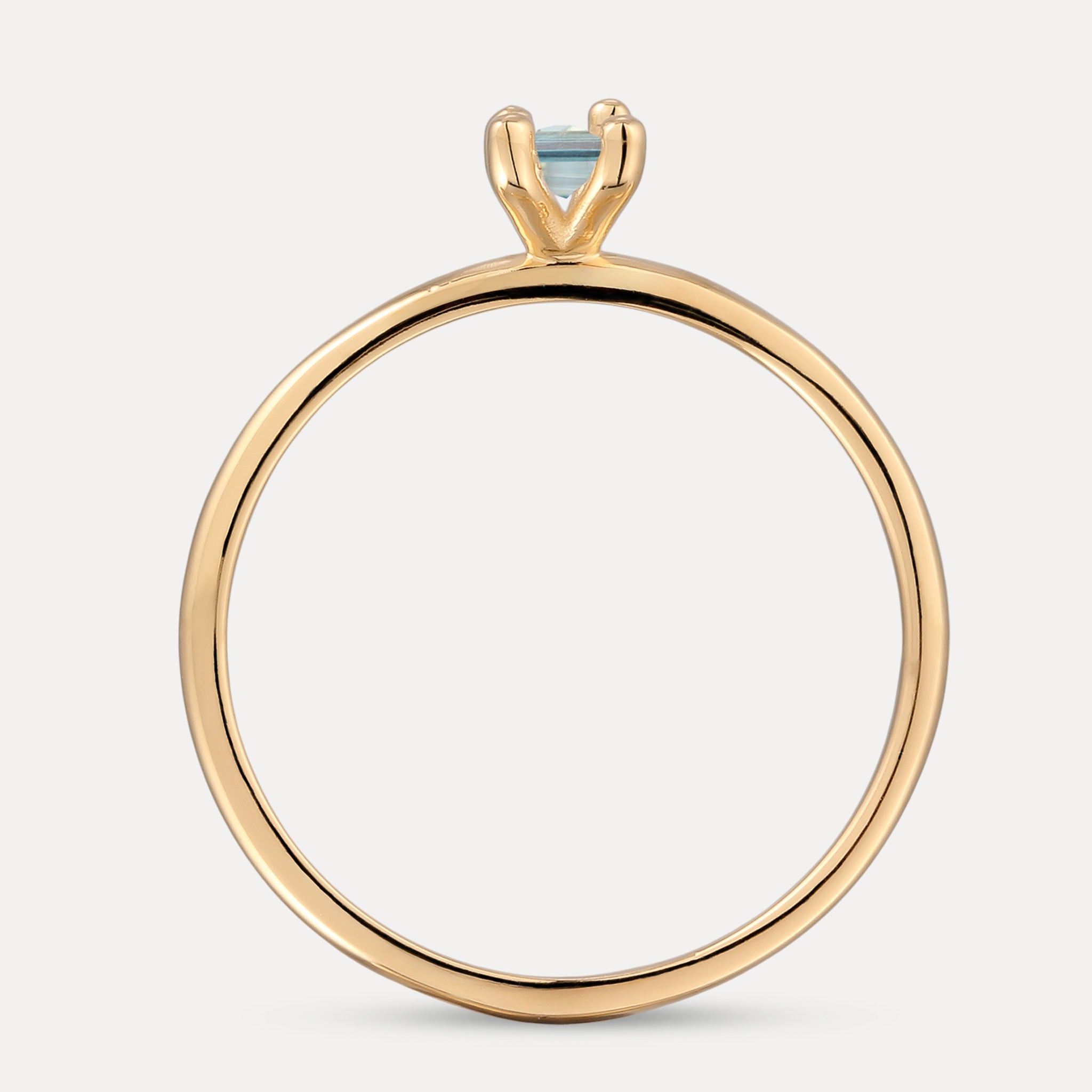 Stilnest Aquamarin Solitär Ring Baguette Blau Gold Vermeil 54