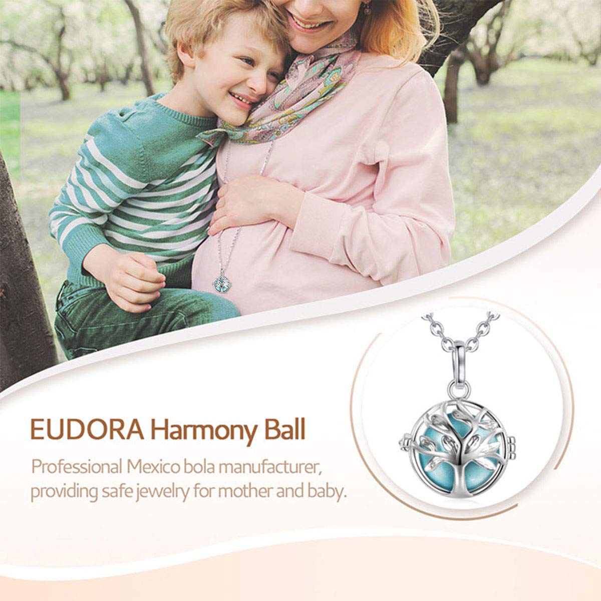 Eudora Harmony Bola Anhänger Baum des Lebens Klangkugel Kette
