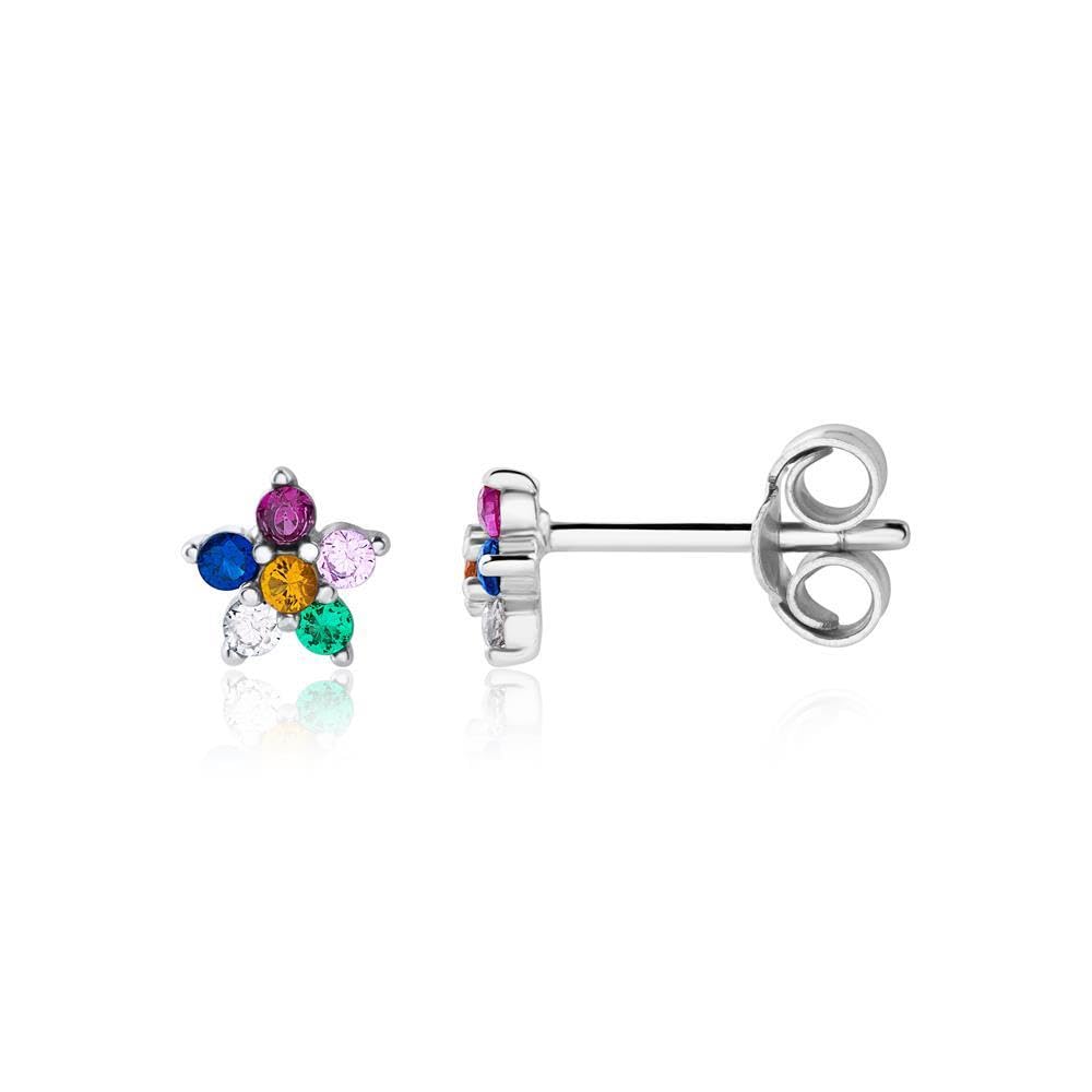 JEWLIX Ohrstecker Blüte 925 Silber Bunte Zirkonia