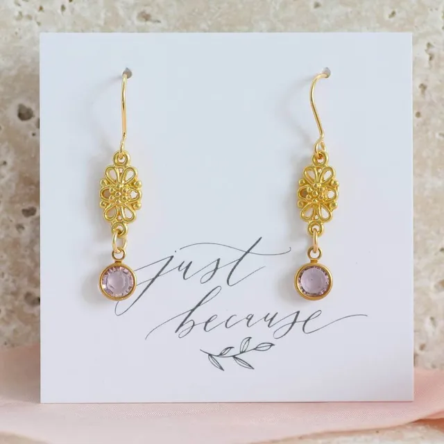 Joy by Corrine Smith Filigree Ohrringe Kristall Geburtsstein