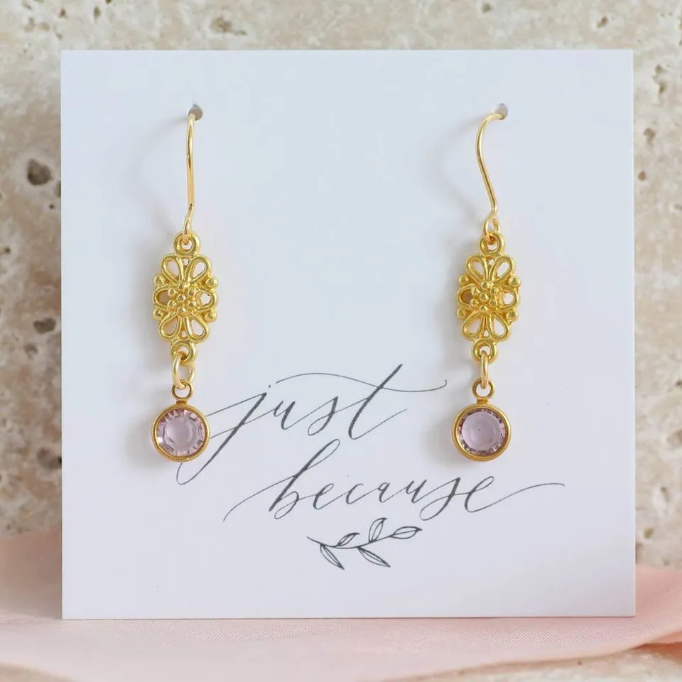 Joy by Corrine Smith Filigree Ohrringe Kristall Geburtsstein