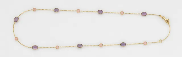 Eugen Rühle Collier Halskette 45cm 585 Gold Amethyst Rosaopal