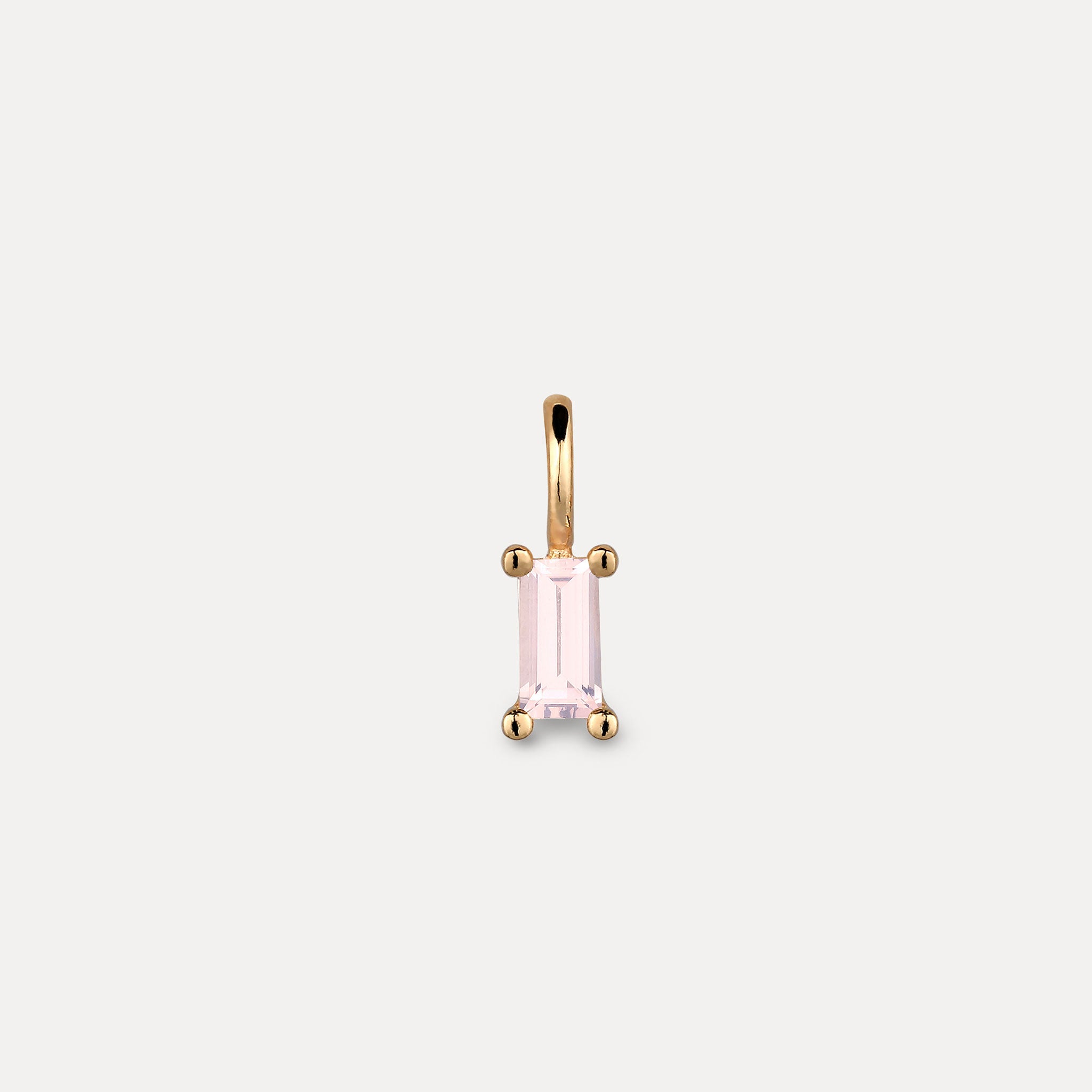 Stilnest Rosenquarz Anhänger Baguette 24k Gold Vermeil rosa