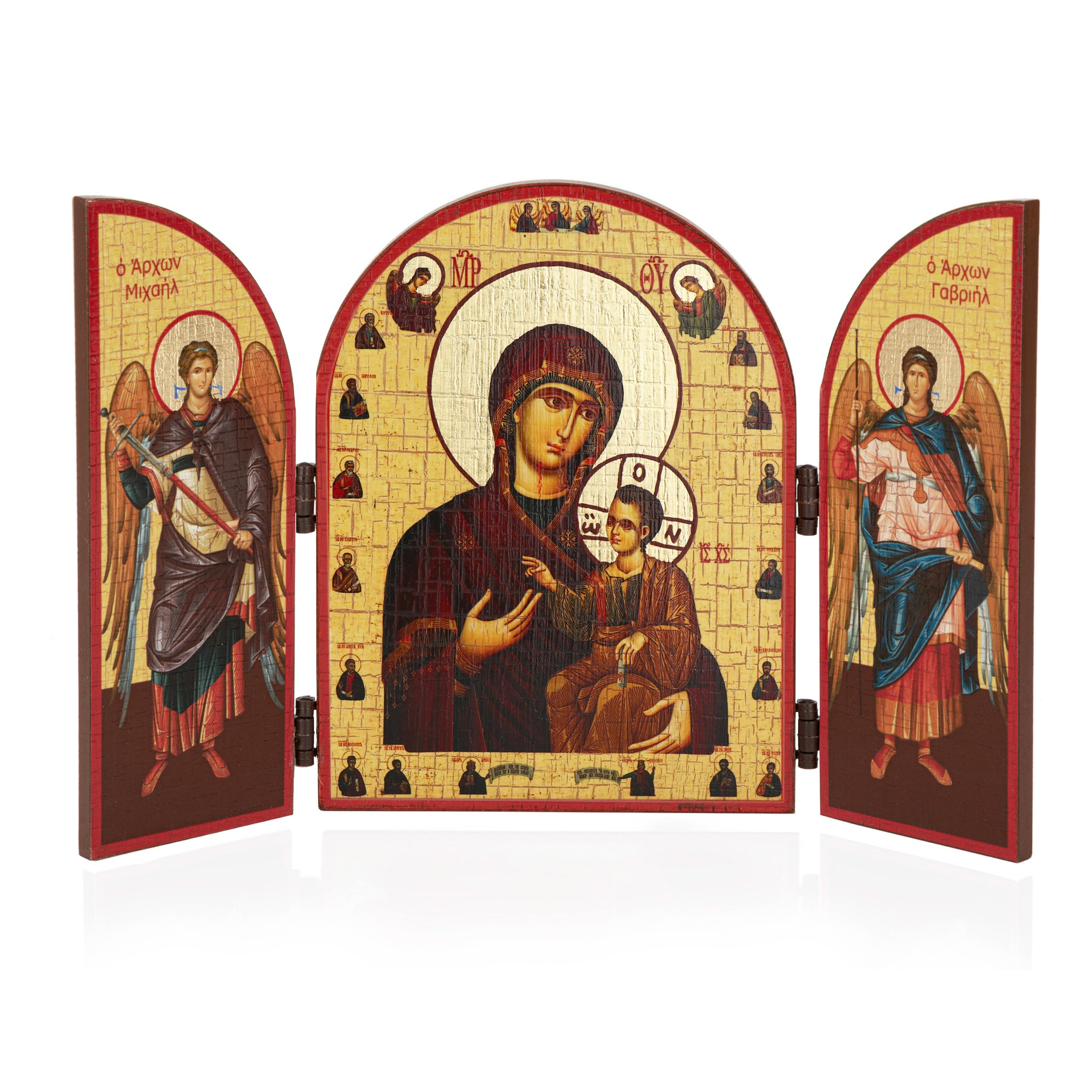 NKlaus Religious Icons Diptychon Herzen Jesu Mariä Holz