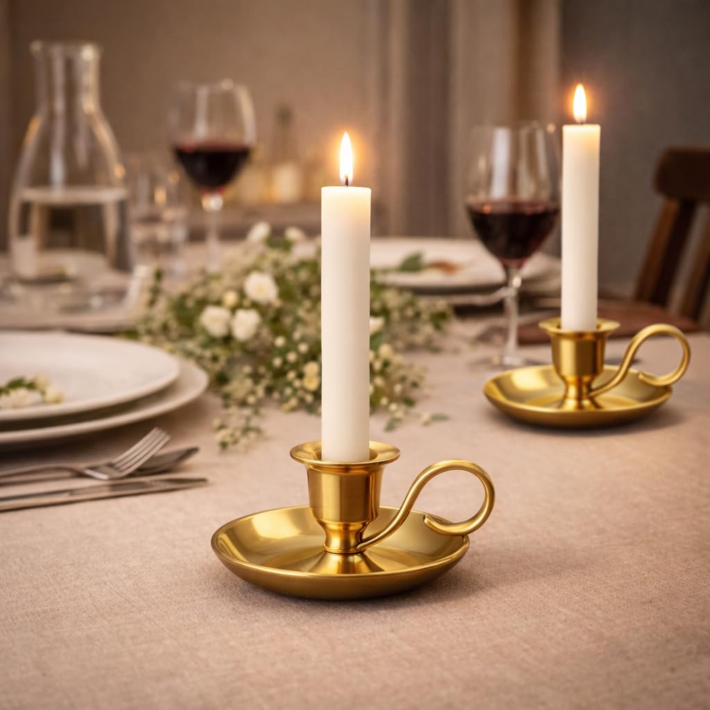 NKlaus Candle Holder Handleuchter Gold Messing 5cm