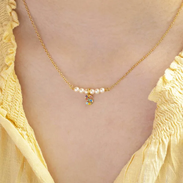 Joy by Corrine Smith Pearl Bar Halskette Gold Perle Initial