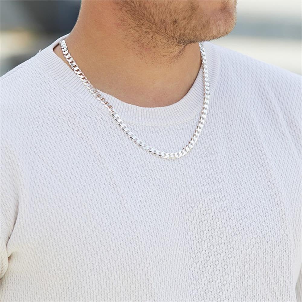 JEWLIX Panzerketten Herren Silber 925 7 mm 75 cm Kette