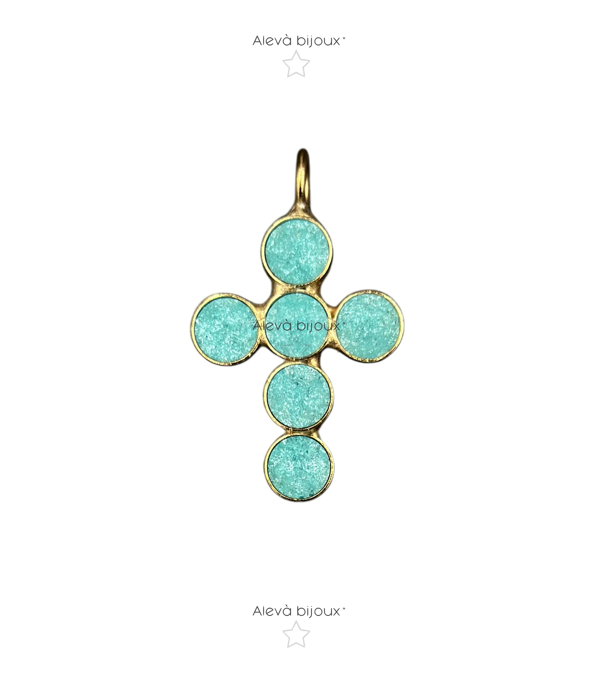 Alevá Bijoux Croci Tonda Sparkle Kreuz Anhänger Gold 3,5 cm