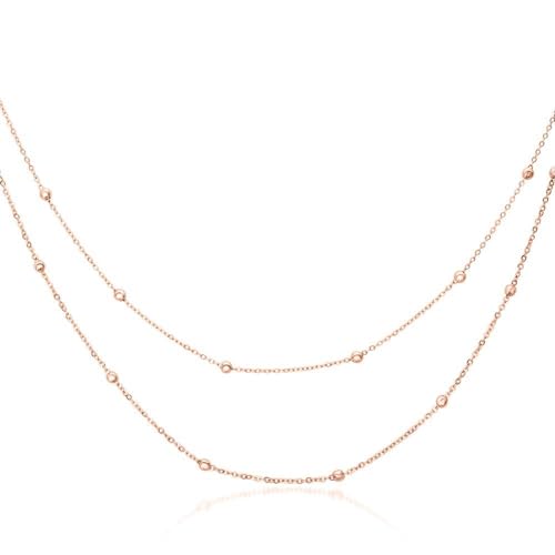 JEWLIX Layerkette Halskette Edelstahl Rosé mit Kugeln