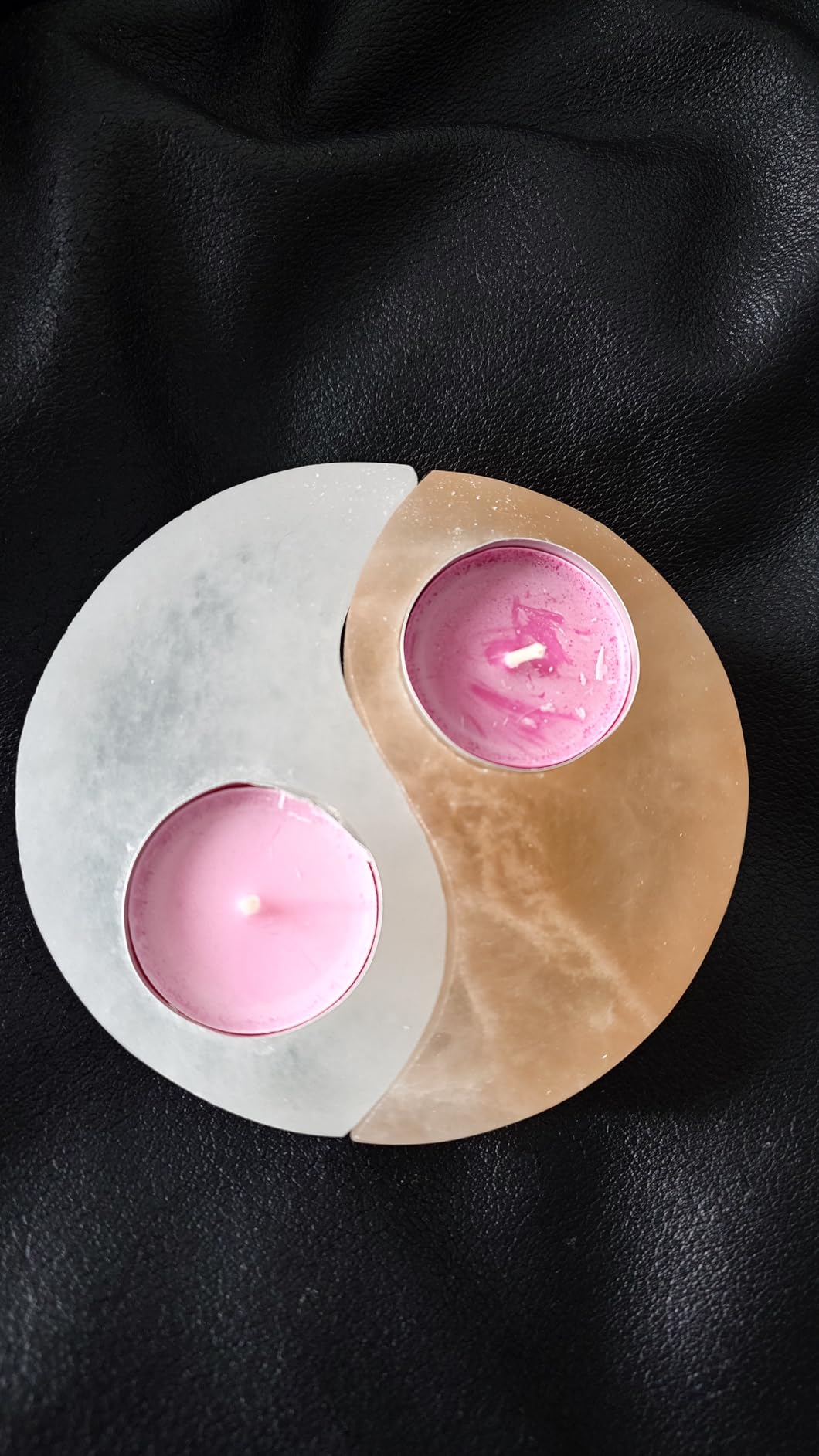 NKlaus Healing Crystals Yin-Yang Teelichthalter Selenit 1 Stück