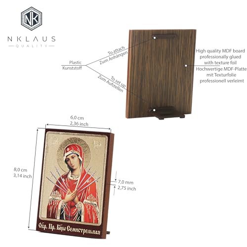 NKlaus Religious Icons Siebenpfeilige Ikone Holz 8x6cm Mäßigung