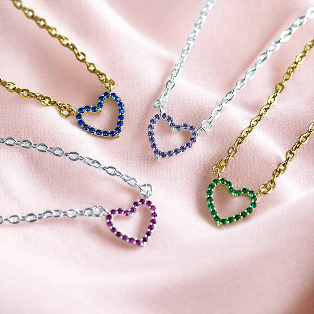 Joy by Corrine Smith Outline Heart Kristall Halskette Gold