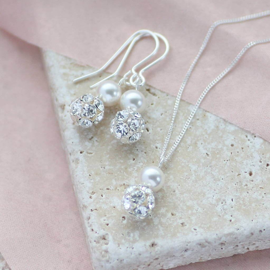 Joy Glitter Ball Perle Schmuckset Silber