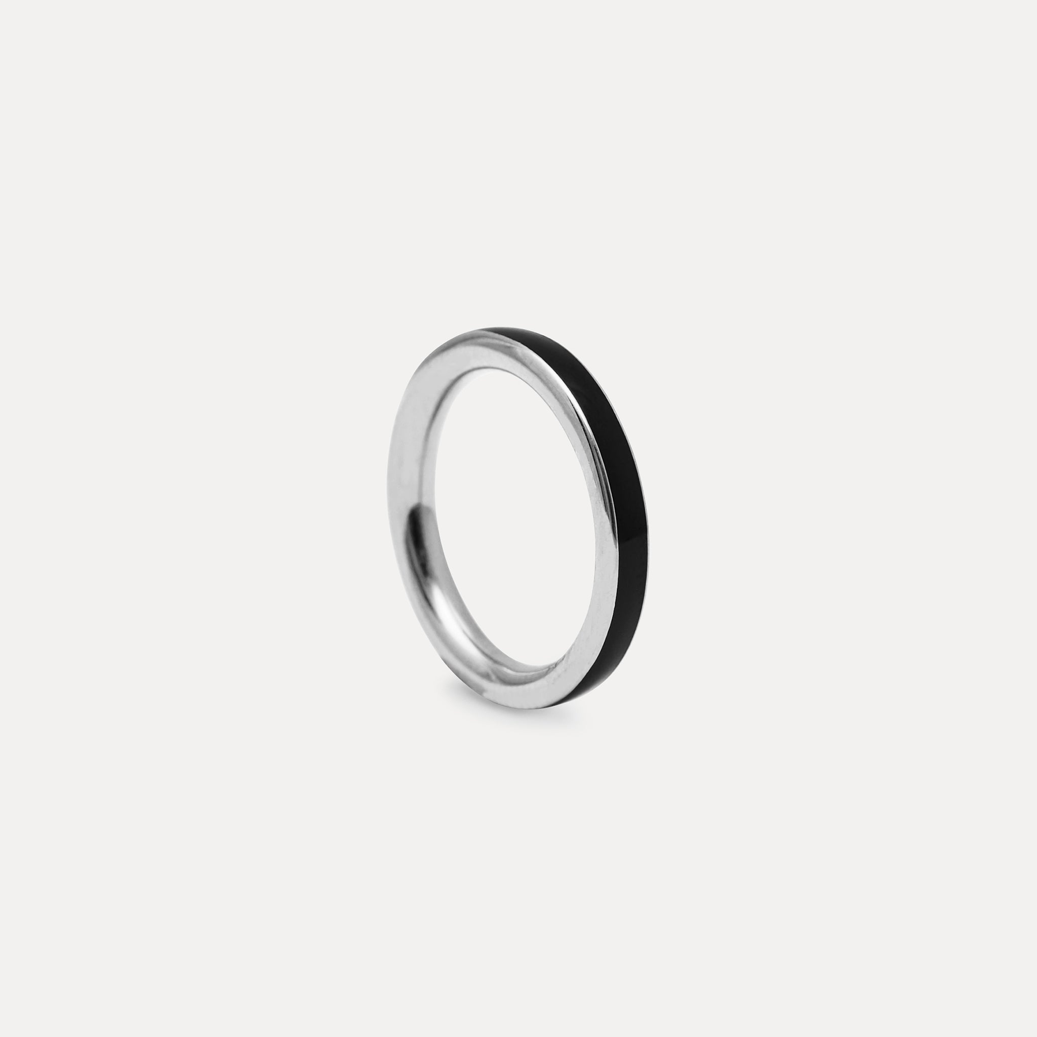 Stilnest Schwarz Enamel Ring 24k Gold Vermeil 52