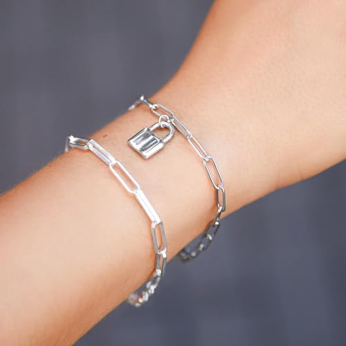 JEWLIX Armband Edelstahl Liebeschloss Glieder silberfarben
