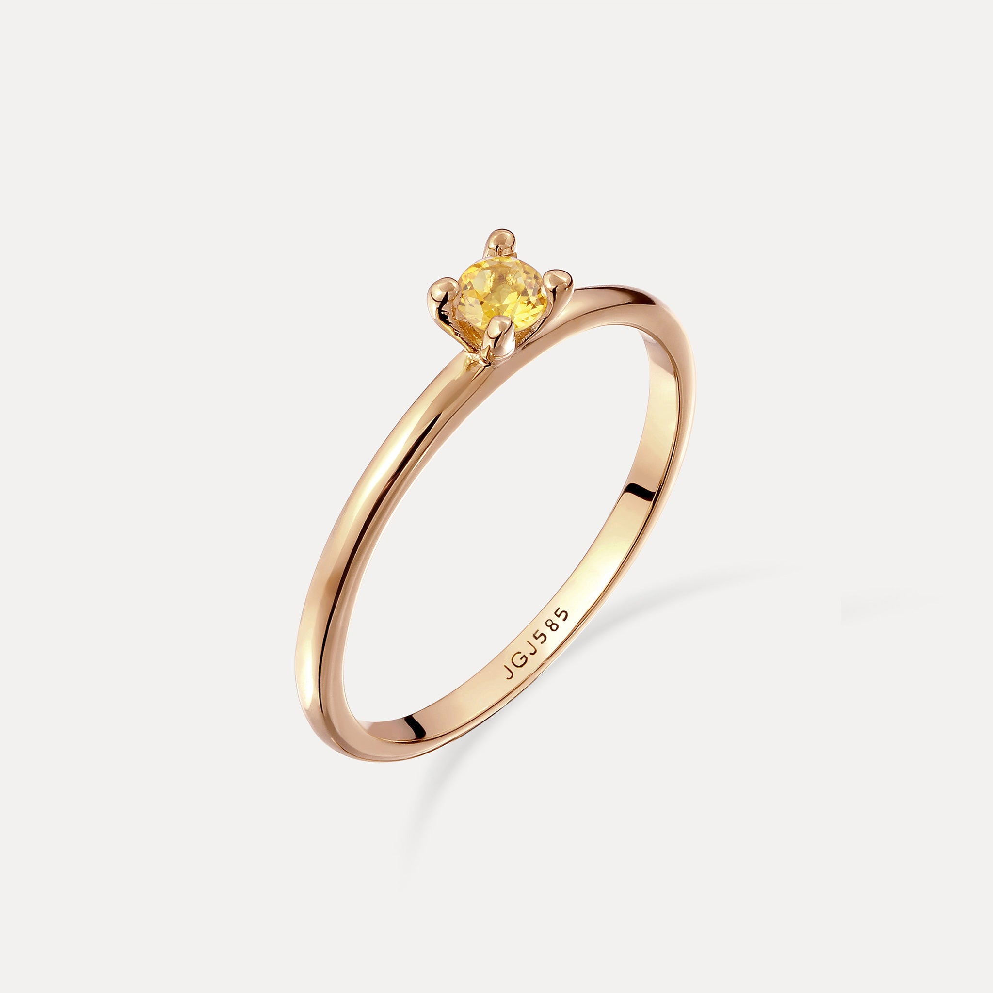 Stilnest Citrin Solitär Ring Rund 585 Gold Gr.54