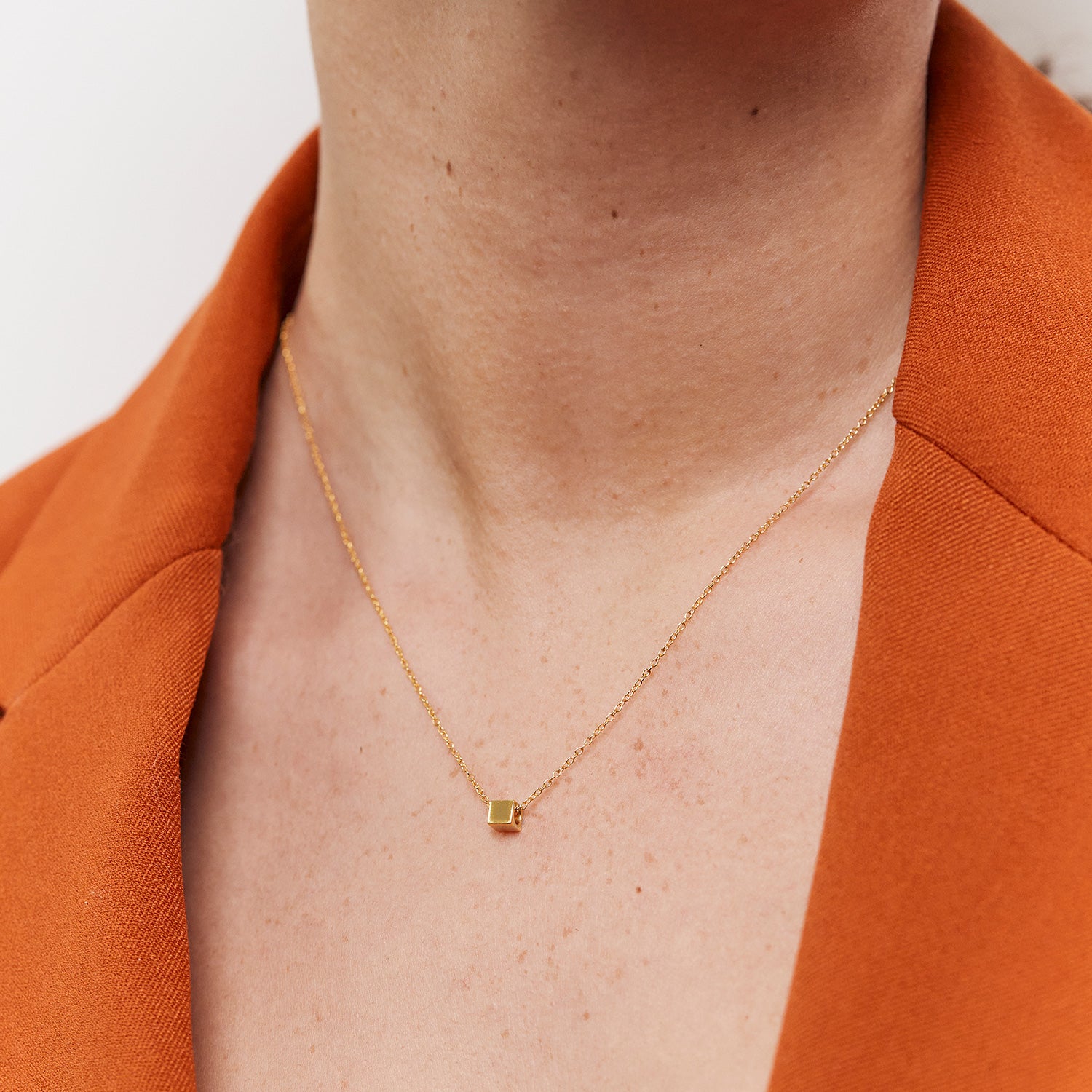 Stilnest Cube Halskette Ankerkette 45cm Gold Vermeil gravierbar