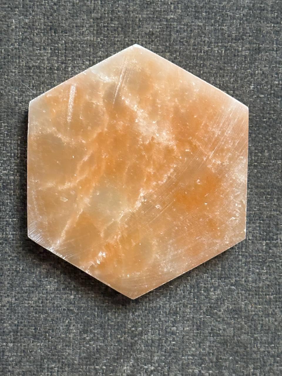 NKlaus Healing Crystals Selenit-Platte 9,5 cm Sechseck Pfirsich