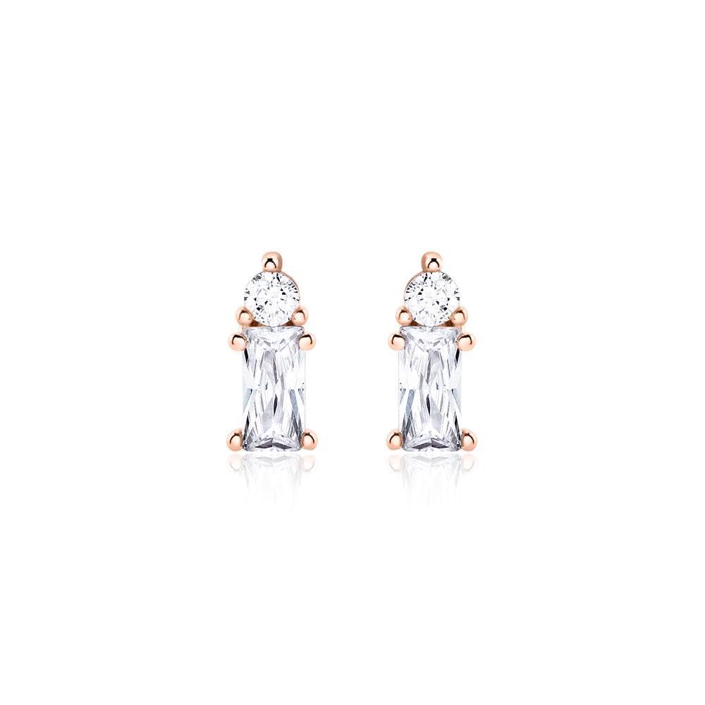JEWLIX Ohrstecker Ohrringe Roségold 925 Silber Zirkonia