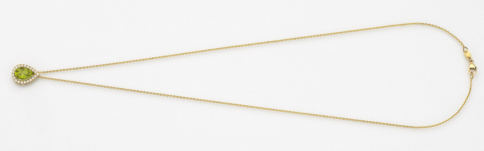Eugen Rühle Anhänger 0,21ct Peridot Tropfen 585 Gelbgold 45 cm