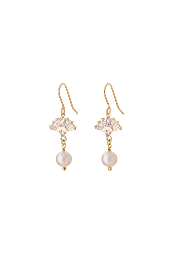 Joy by Corrine Smith Crystal Fan Perle Ohrringe Gold Braut