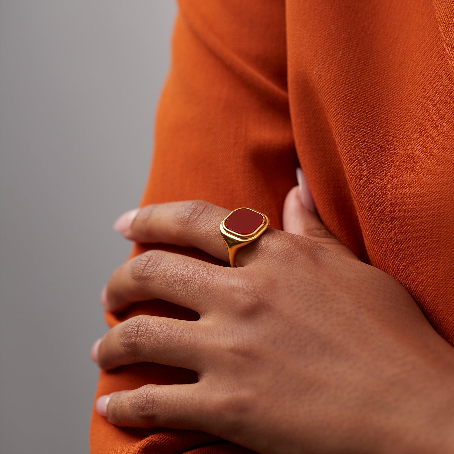 Stilnest Manhattan Cocktail Ring Achat Rot Gold 52