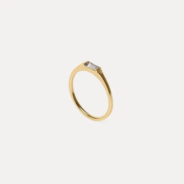 Stilnest Rings Weißer Beryll Retro Ring 585 Gold Gr. 56