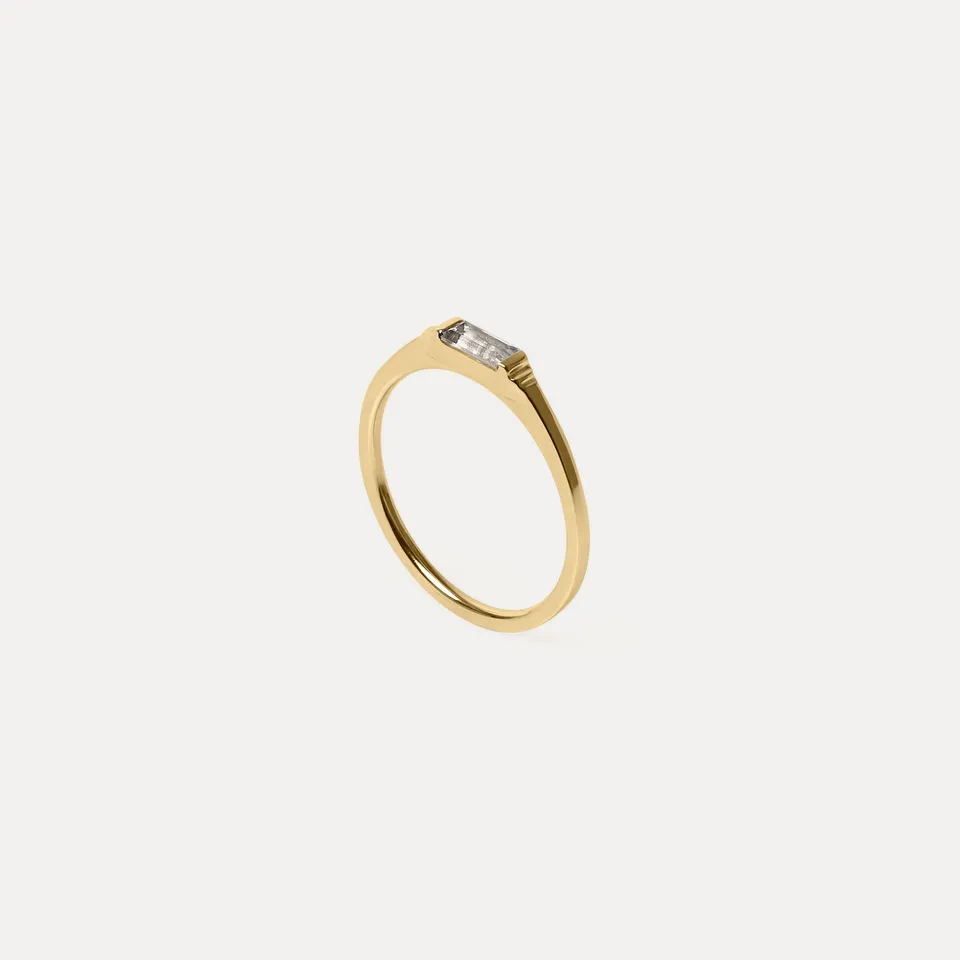 Stilnest Rings Weißer Beryll Retro Ring 585 Gold Gr. 56