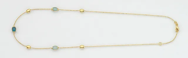 Eugen Rühle Collier Halskette 585 Gold London Blue Aquamarin