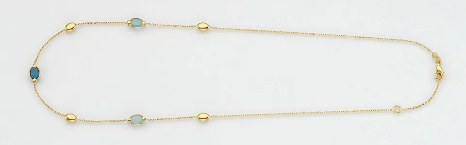 Eugen Rühle Collier Halskette 585 Gold London Blue Aquamarin