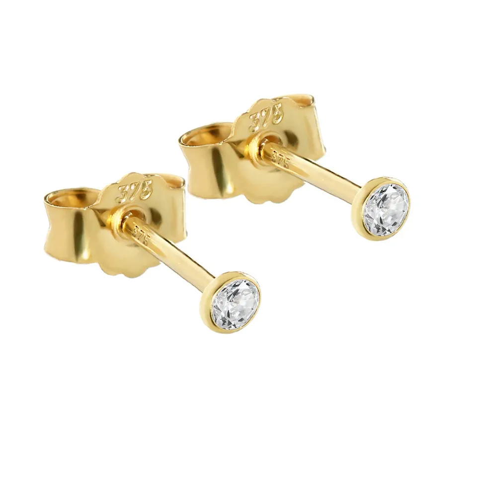 NKlaus Jewellery Ohrstecker Gelbgold 375 Zirkonia Paar