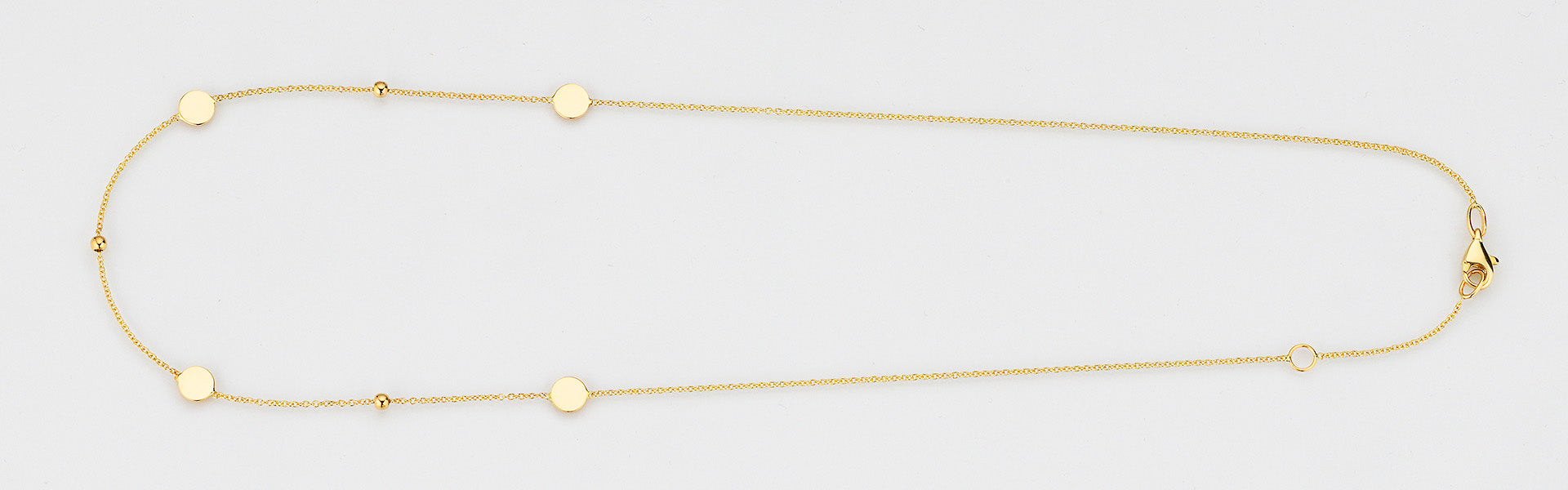 Eugen Rühle Collier 4 Scheiben 3 Kugeln 585 Gelbgold 45cm