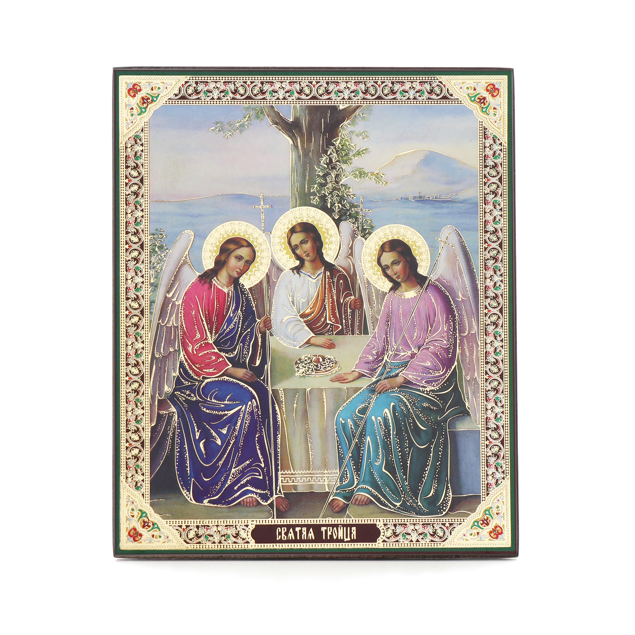 NKlaus Heilige Dreifaltigkeit Ikone Holz 10x12cm orthodox