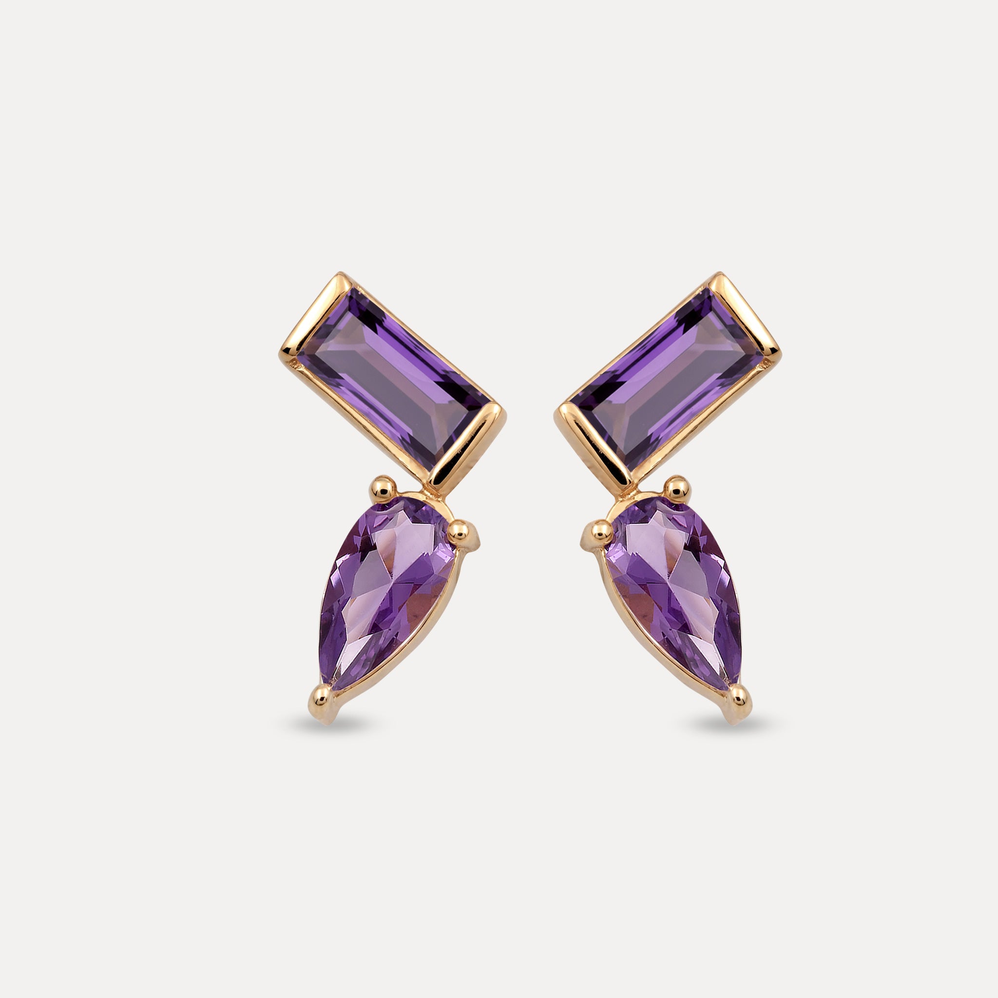Stilnest Balance Dual Ohrstecker 585 Gold Amethyst Violett
