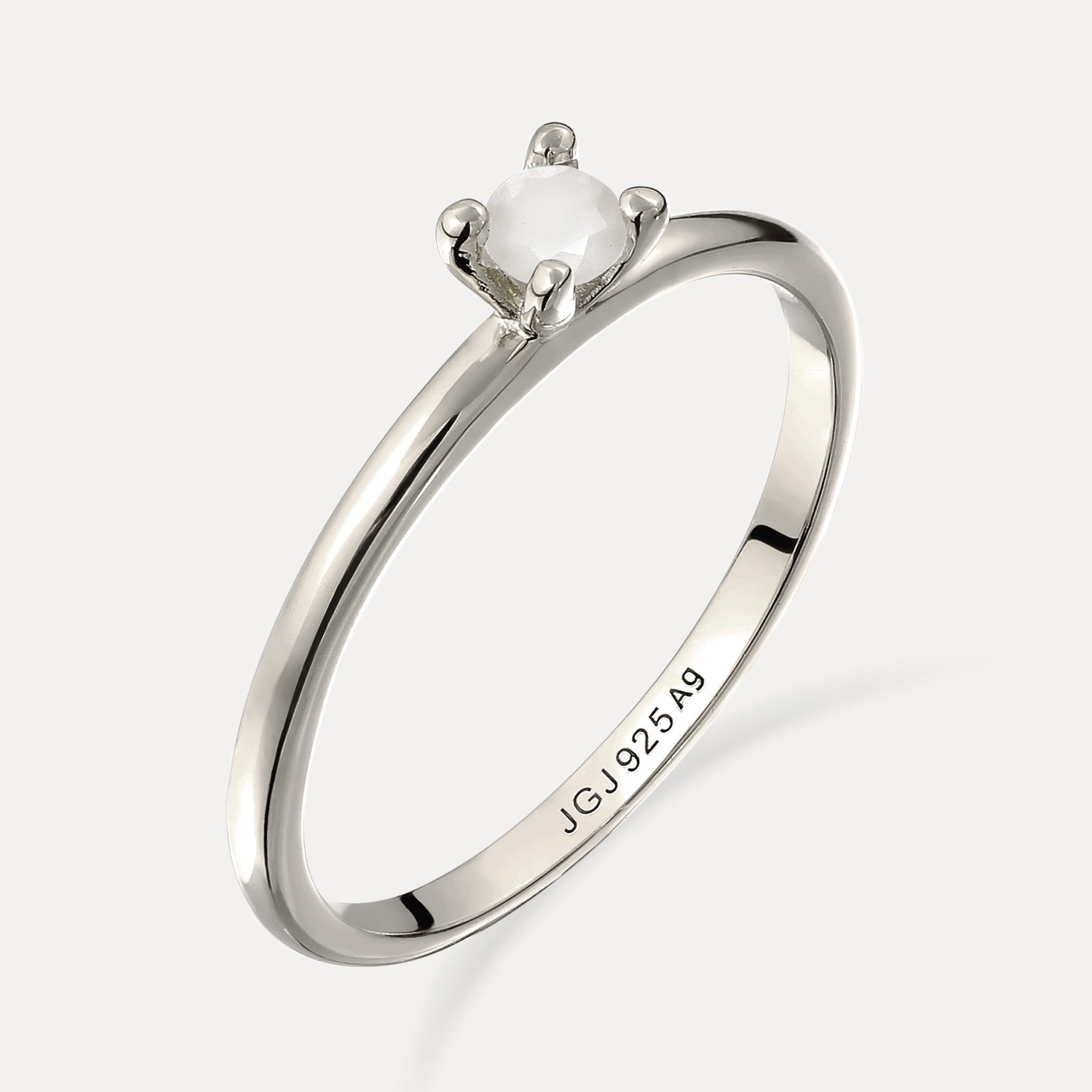 Stilnest Rings Mondstein Solitär Ring Rund 24k Gold