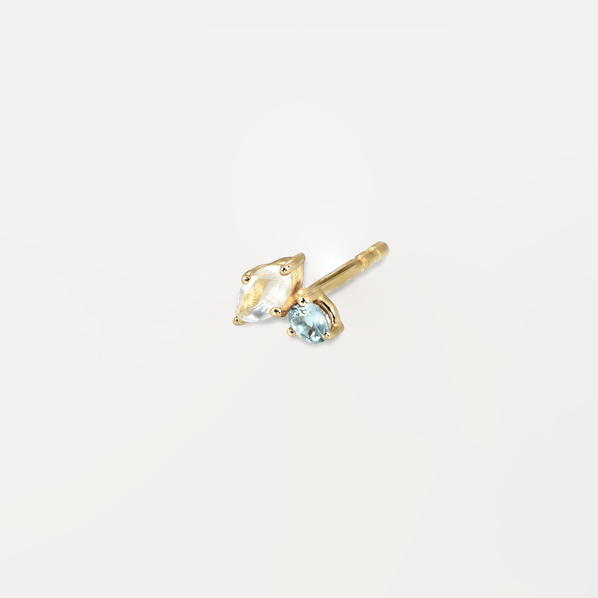 Stilnest Joy Ohrstecker Mondstein Aquamarin 585 Gold Single