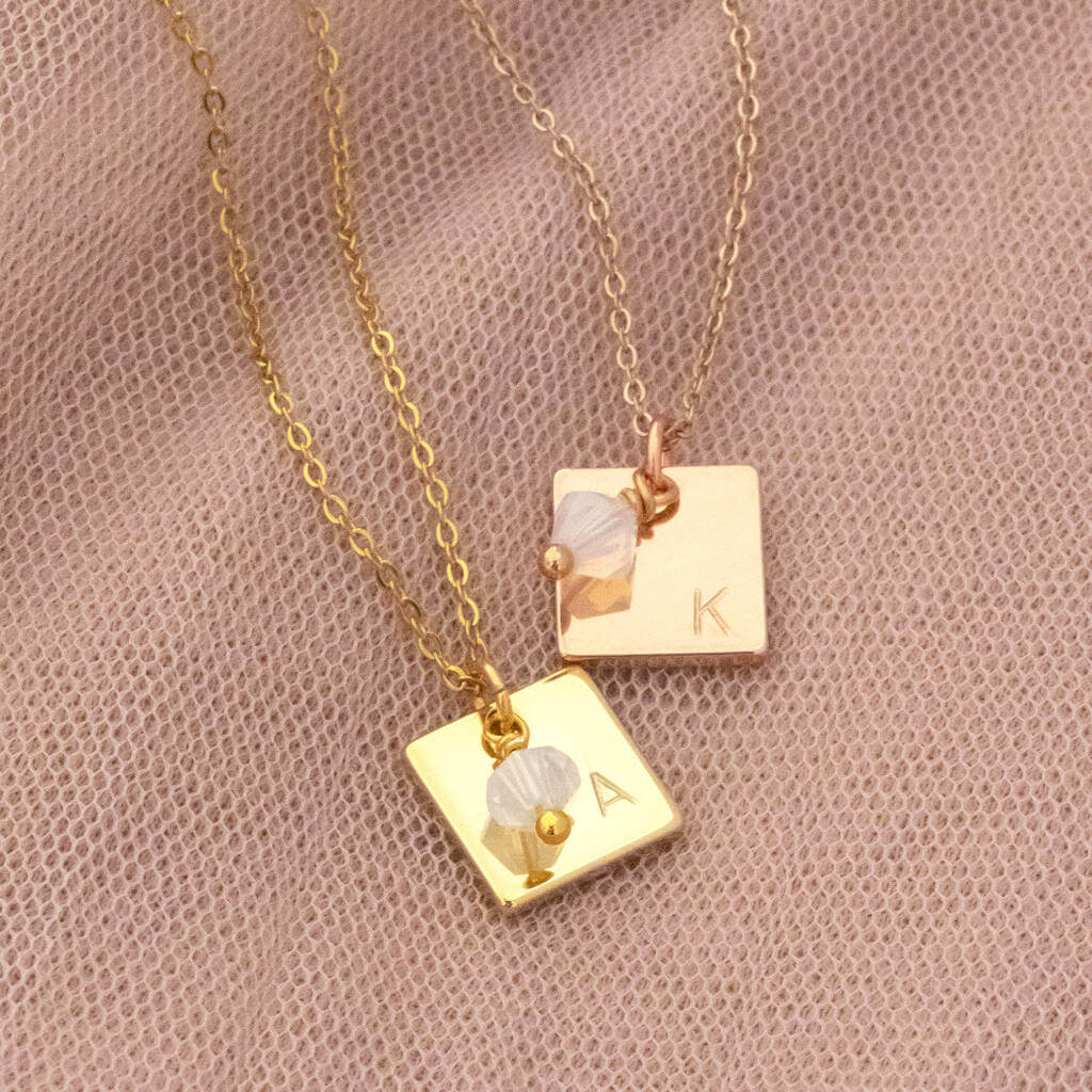 Joy by Corrine Smith Halskette Quadrat Anhänger Gold mit Opal