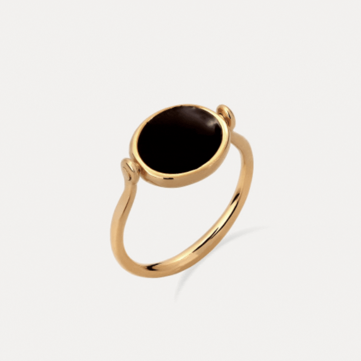 Stilnest Supernova Flip Emaille Ring Schwarz 24k Gold Vermeil 52