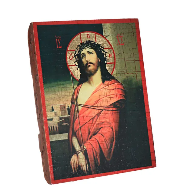 NKlaus Jesus Christus Holz Ikone 16x12,5cm versiegelt