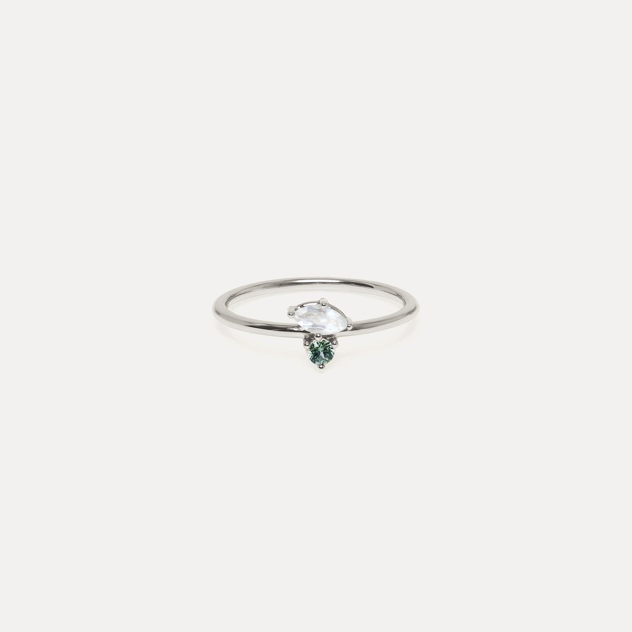 Stilnest Joy Solitär Ring Mondstein Saphir Gold Vermeil Gr 52