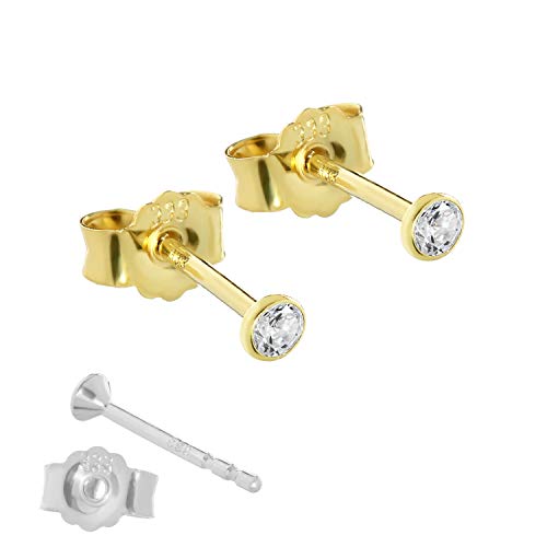 NKlaus Ohrstecker 333 Gelbgold Zirkonia 2,5mm Paar